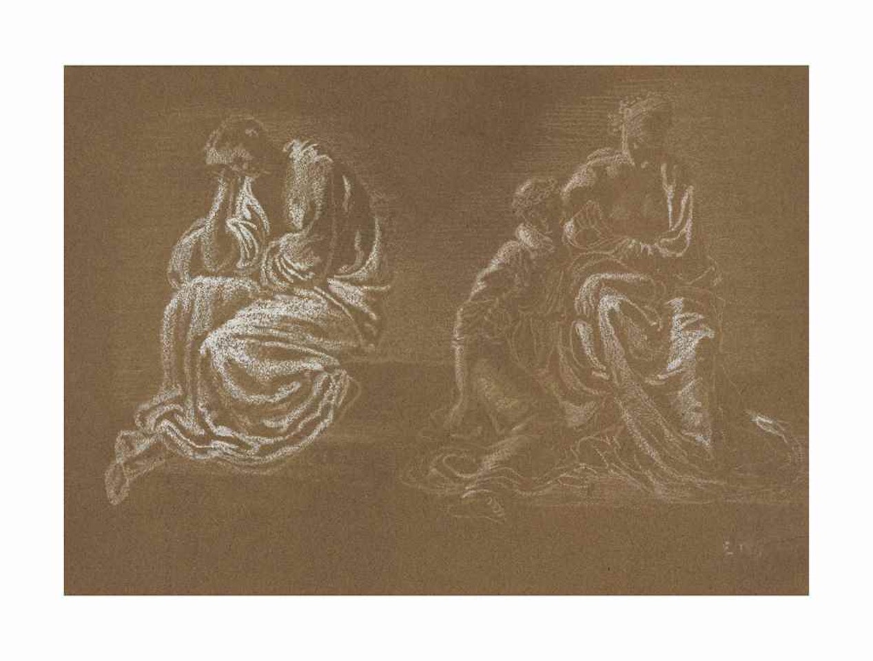 Two drapery studies after sculpture by Edward Coley Burne-Jones