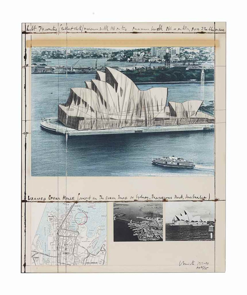 Wrapped opera house, project for Sydney by Christo