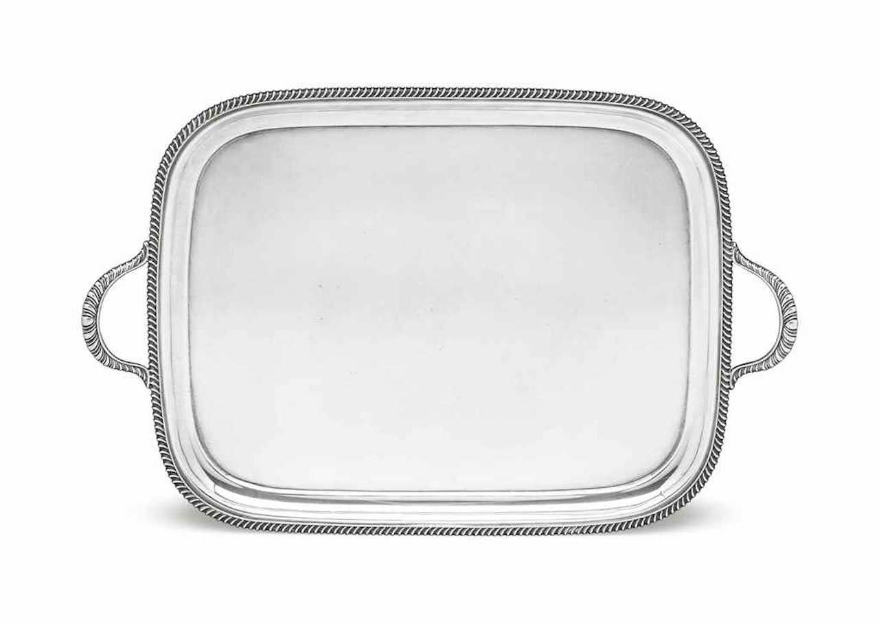 AN ELIZABETH II SILVER TRAY by Anonymous