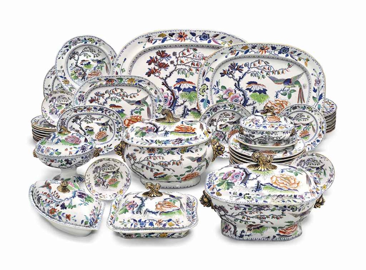 A DAVENPORT STONE CHINA IMARI PATTERN PART DINNER AND DESSERT SERVICE by Anonymous