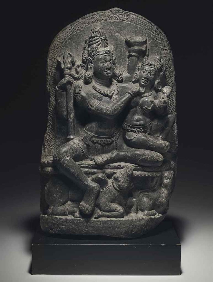 A black stone stele of Umamaheshvara by Anonymous