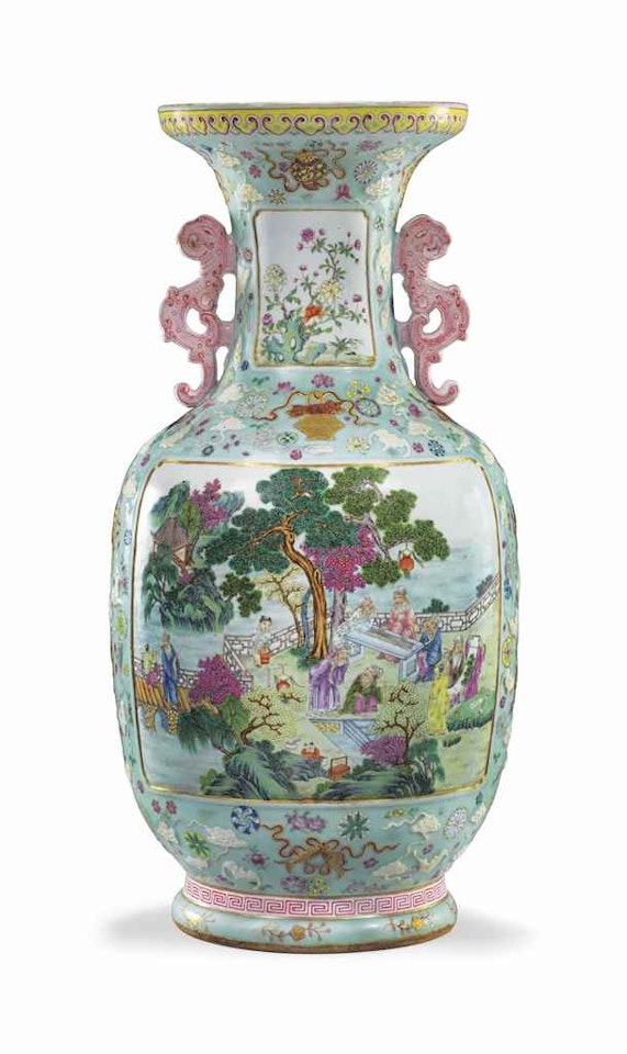 AN EXCEPTIONAL RARE AND LARGE FAMILLE ROSE VASE by Anonymous