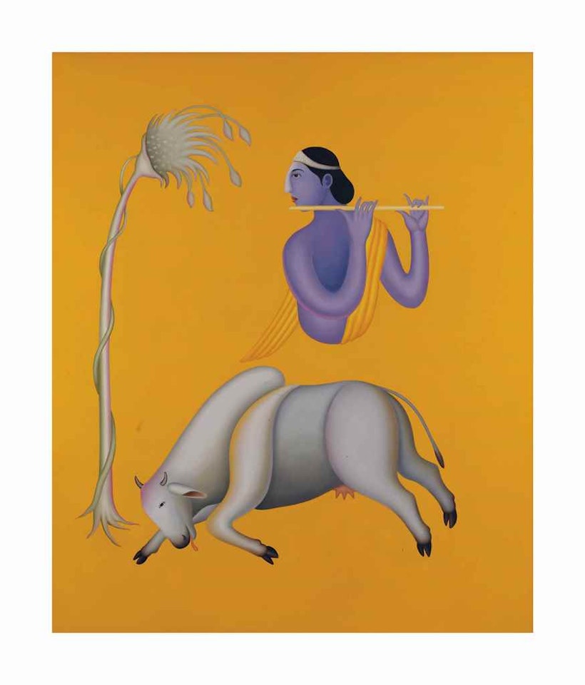 Untitled (Krishna and Cow) by Manjit Bawa