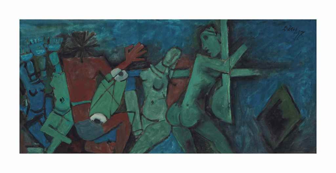 Untitled (Musicians and Dancers) by M.F. Husain