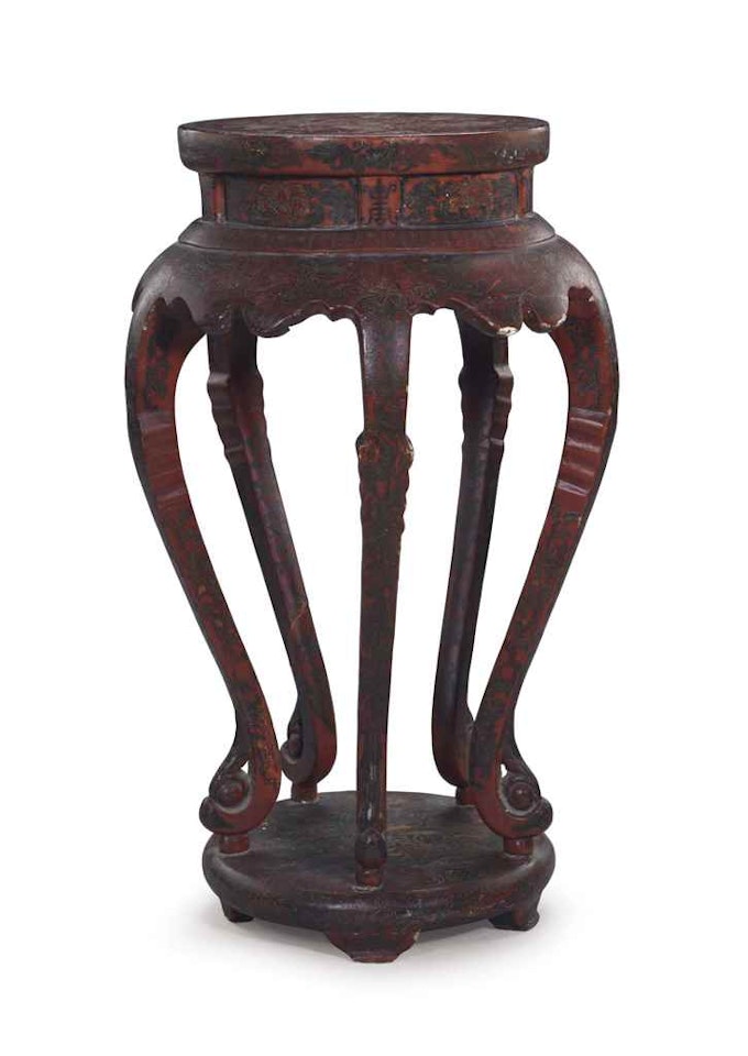 A POLYCHROME LACQUERED SOFTWOOD INCENSE STAND by Anonymous