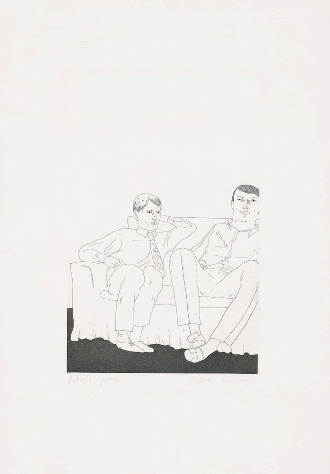 Untitled (Two young Men on a Sofa) by David Hockney