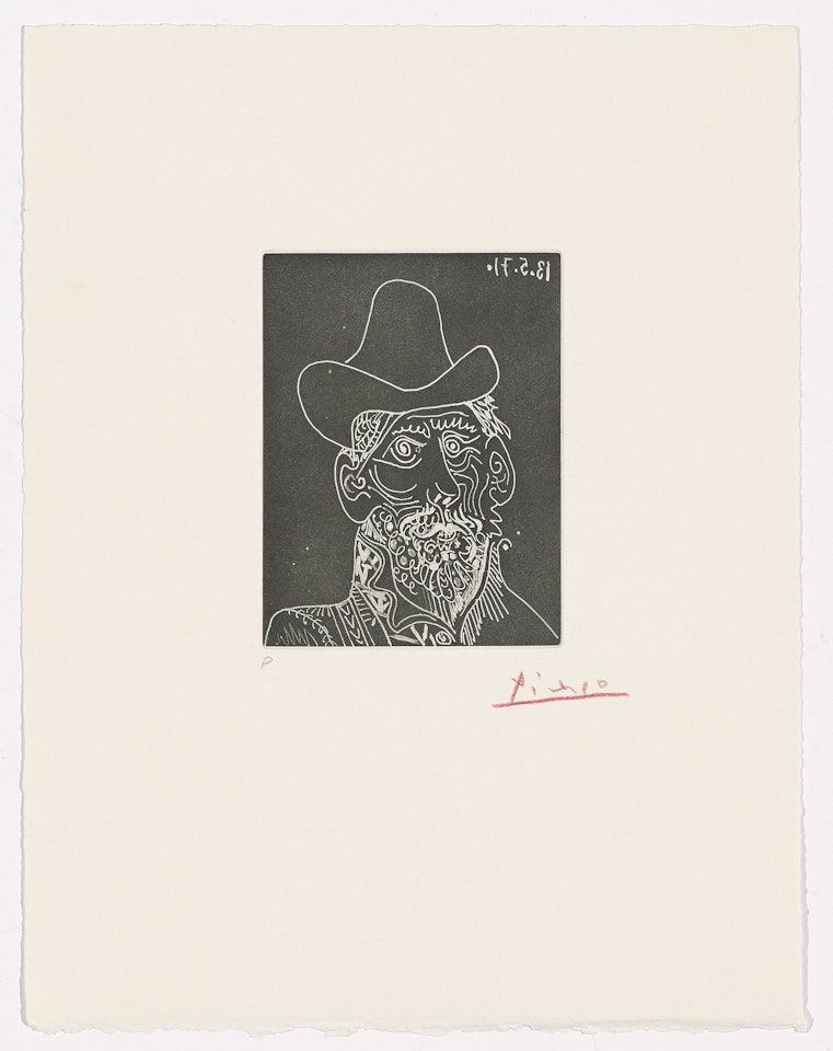 Buste d'homme barbu au chapeau by Pablo Picasso