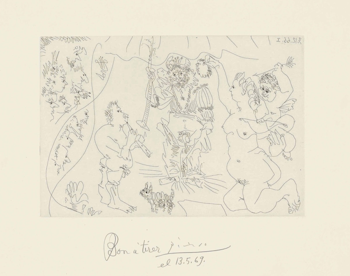 Plate 10, from: El Entierro del Conde de Orgaz by Pablo Picasso