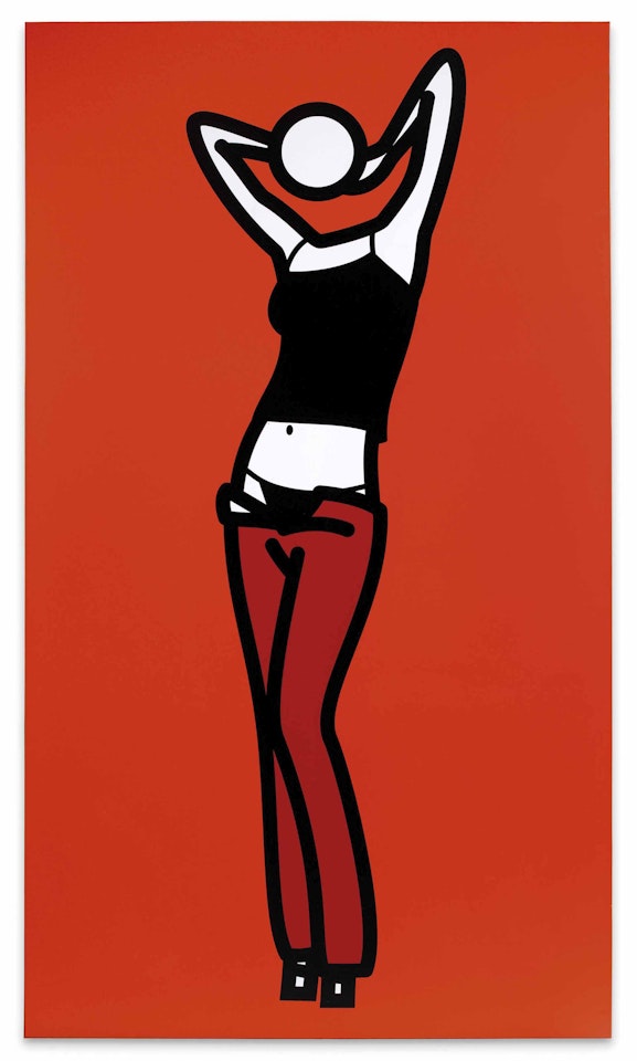 Woman taking off Jeans 8 by Julian Opie