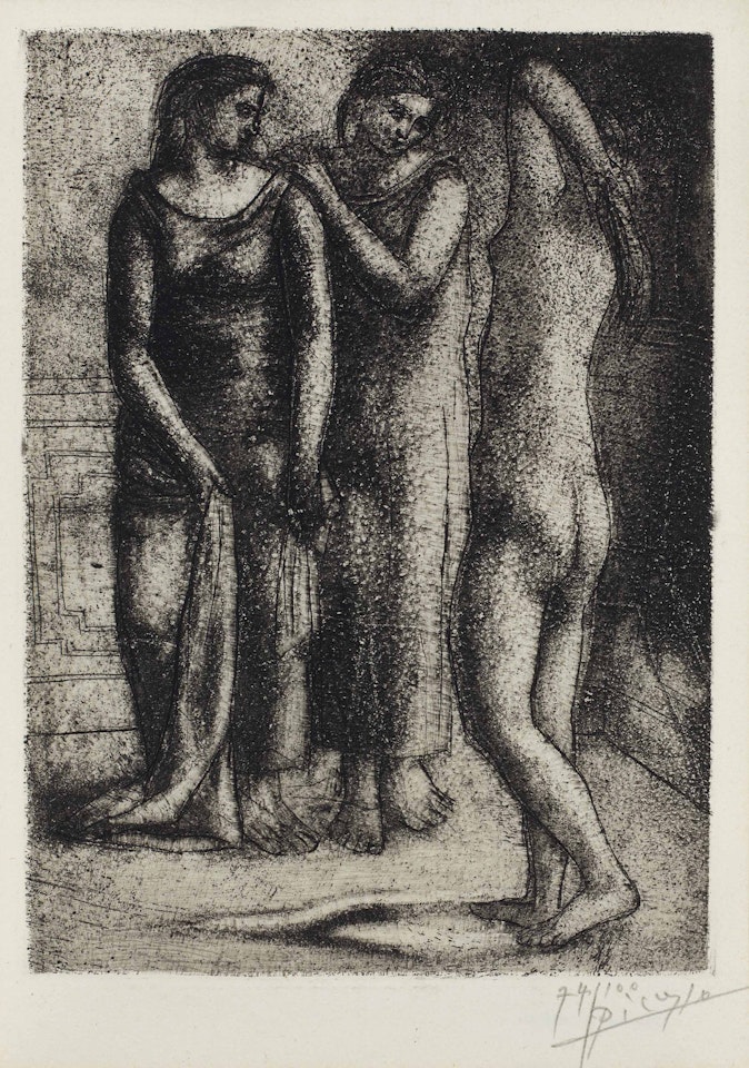 Deux Femmes Regardant un Modèle Nu by Pablo Picasso