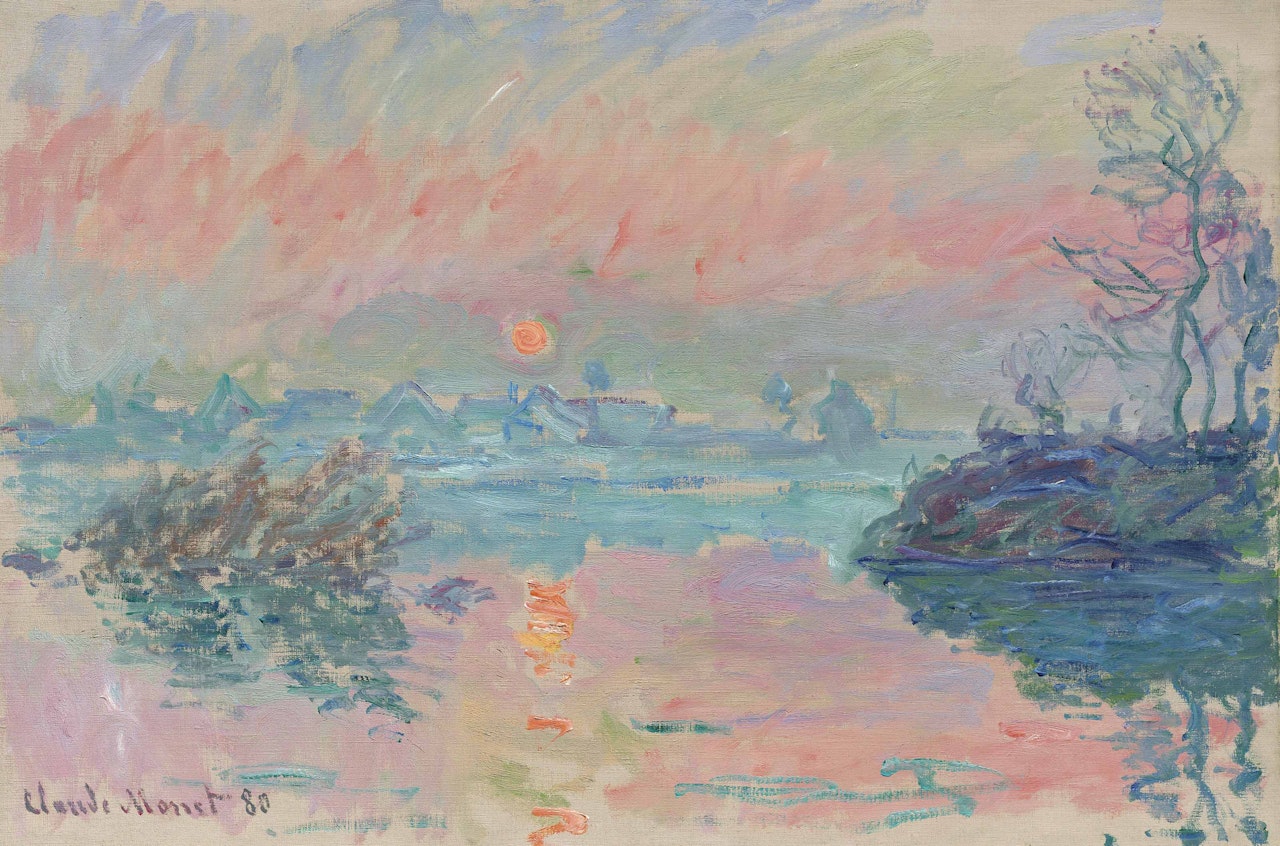 Coucher de soleil à Lavacourt by Claude Monet