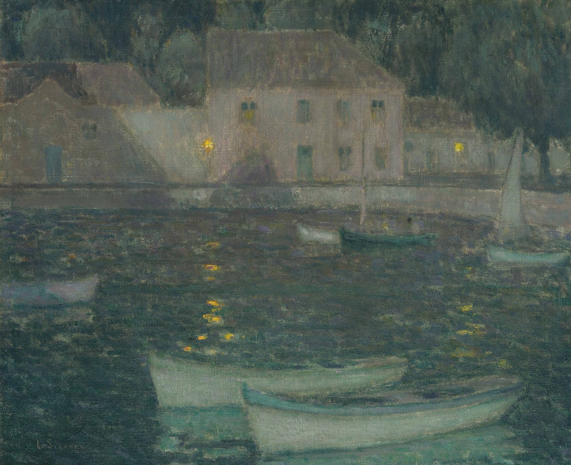 Barques blanches au clair de lune by Henri Le Sidaner