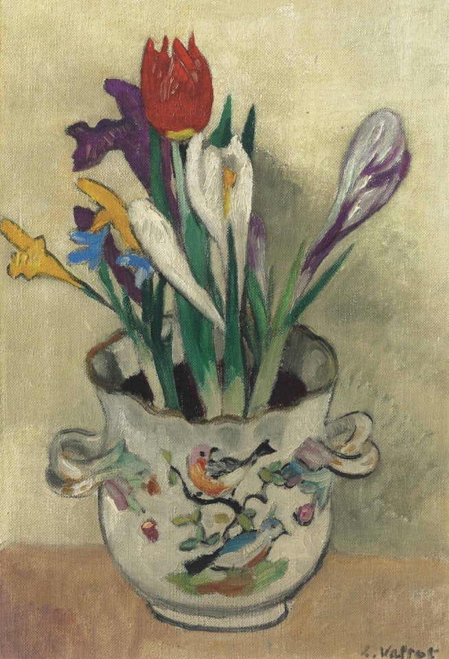 Vase à l'oiseau, crocus et tulipes by Louis Valtat