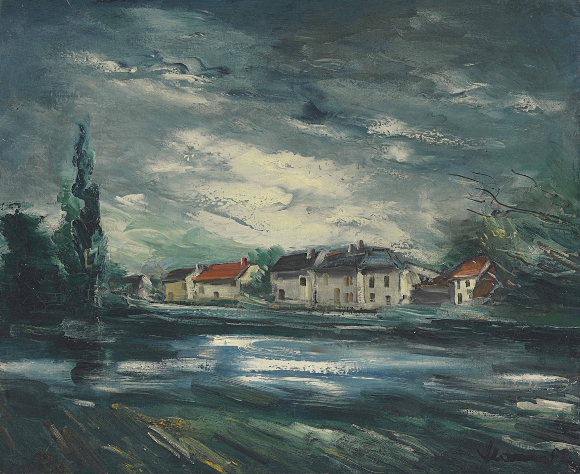 Village au bord de la rivière by Maurice de Vlaminck
