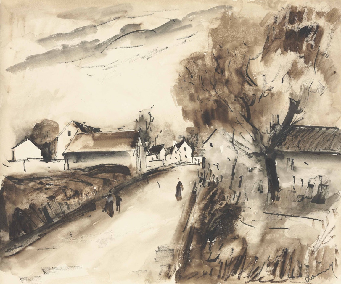 Route de village animée by Maurice de Vlaminck