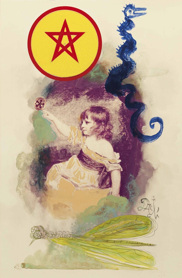 Valet de pentacles, arcane mineur, projet pour le jeu de carte Le Tarot Universel de Salvador Dalí by Salvador Dali