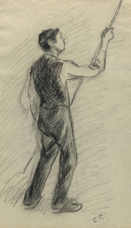 Homme à la verge (recto); Femme portant des fagots (verso) by Camille Pissarro