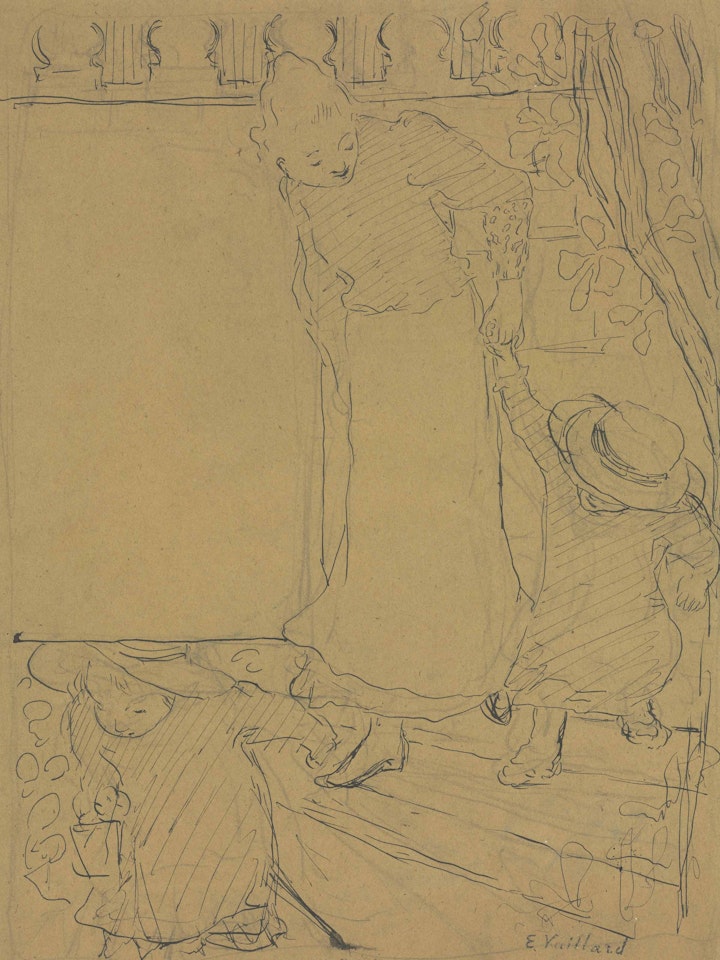 Femme et enfants descendant l’escalier by Édouard Vuillard