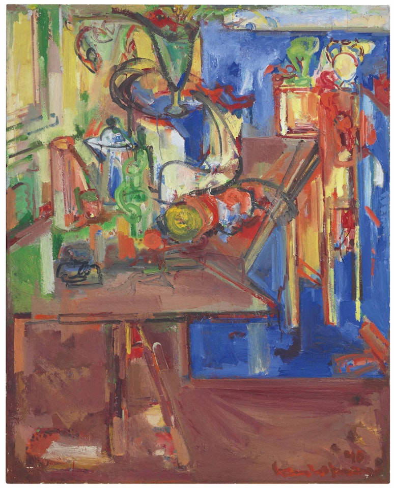 Still Life with Fruit and Coffeepot by Hans Hofmann