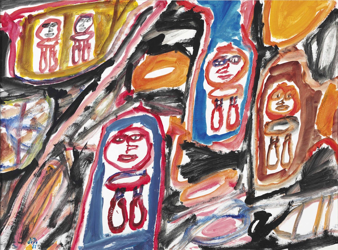 Site avec 5 personnages by Jean Dubuffet