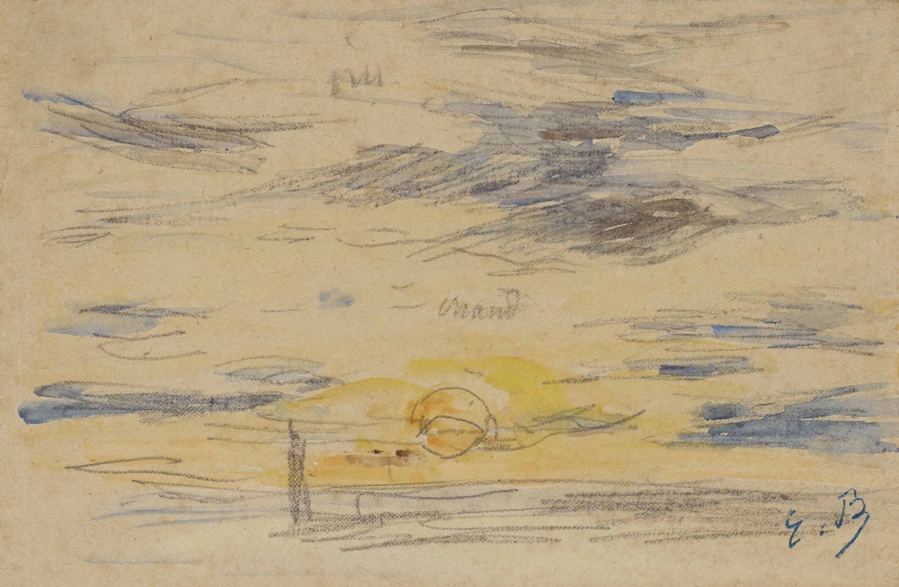 Soleil couchant (recto); Étude de marine (verso) by Eugène Boudin