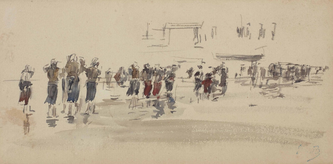 Pêcheuses sur la plage de Berck by Eugène Boudin