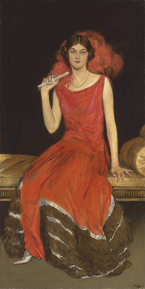 Lady in Red, Mrs Owen Barton Jones by John Lavery