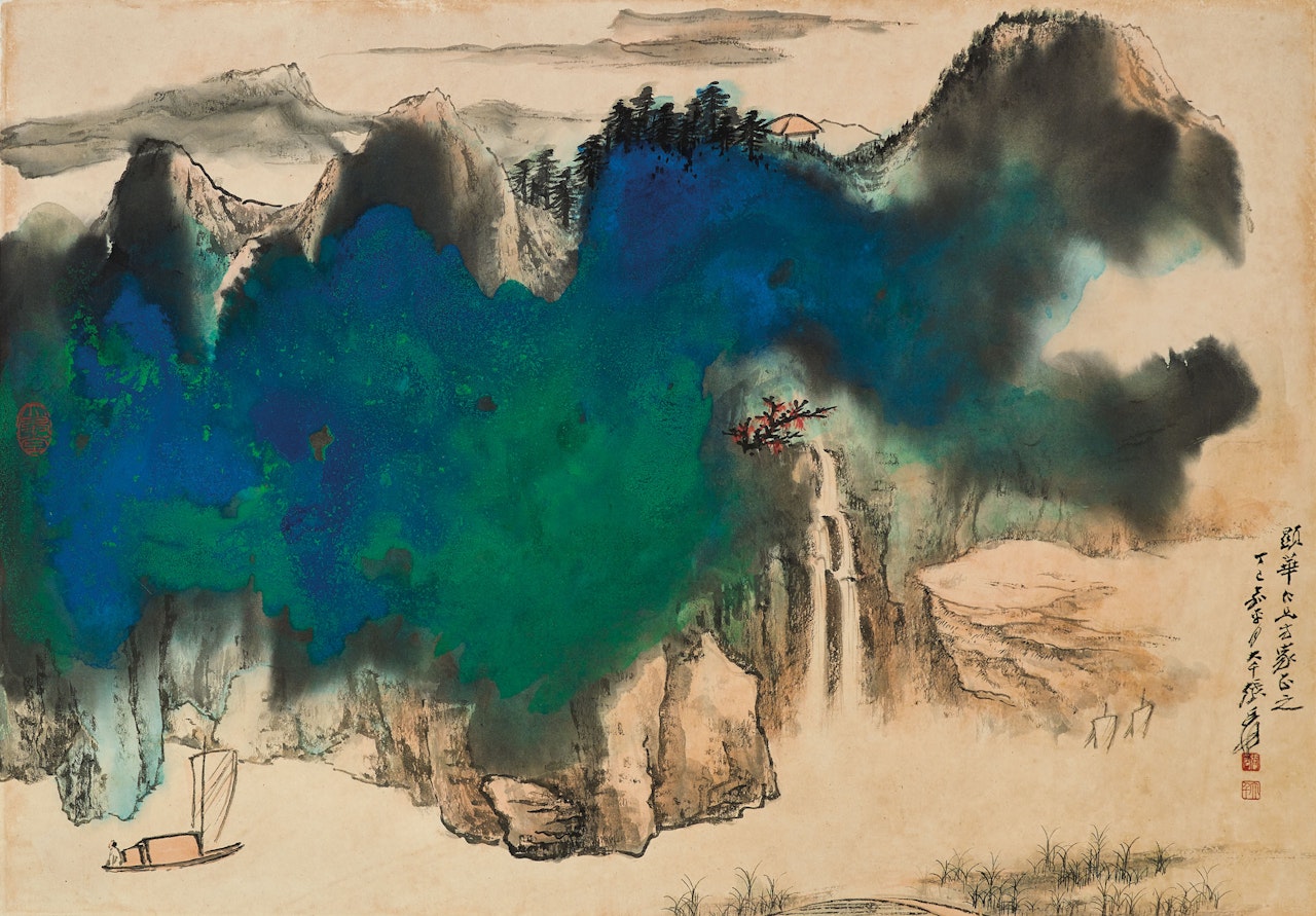 Verdant Mountains in Splashed Colour by Zhang Daqian