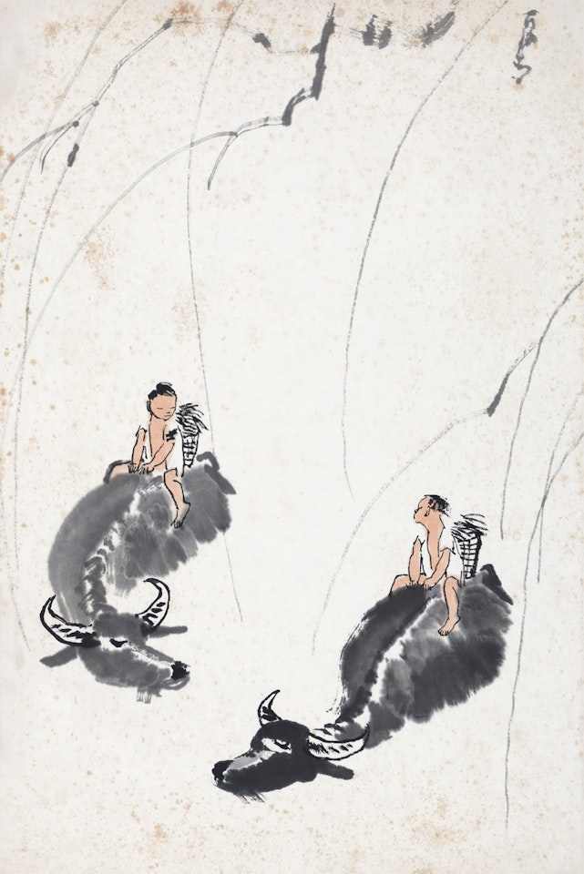 Two Boys on Buffaloes by Li Keran