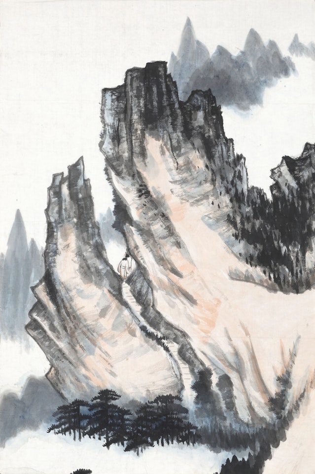 Scholar in the Mountains by Li Keran