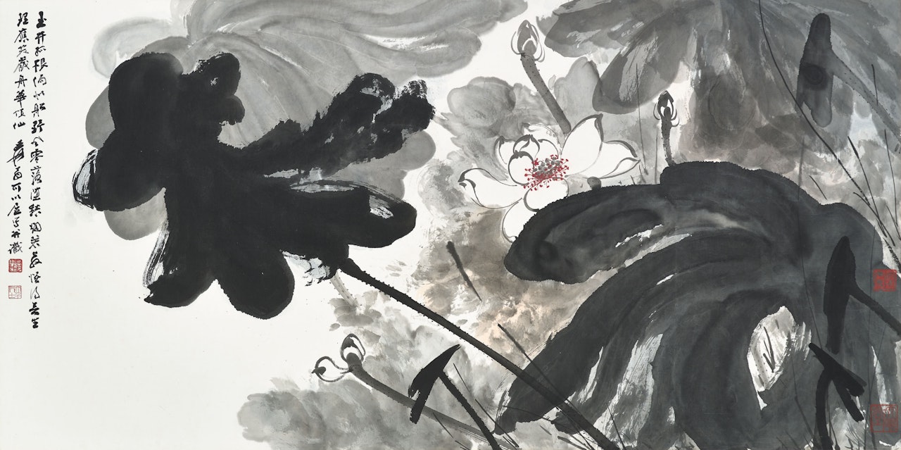Lotus in the Wind by Zhang Daqian
