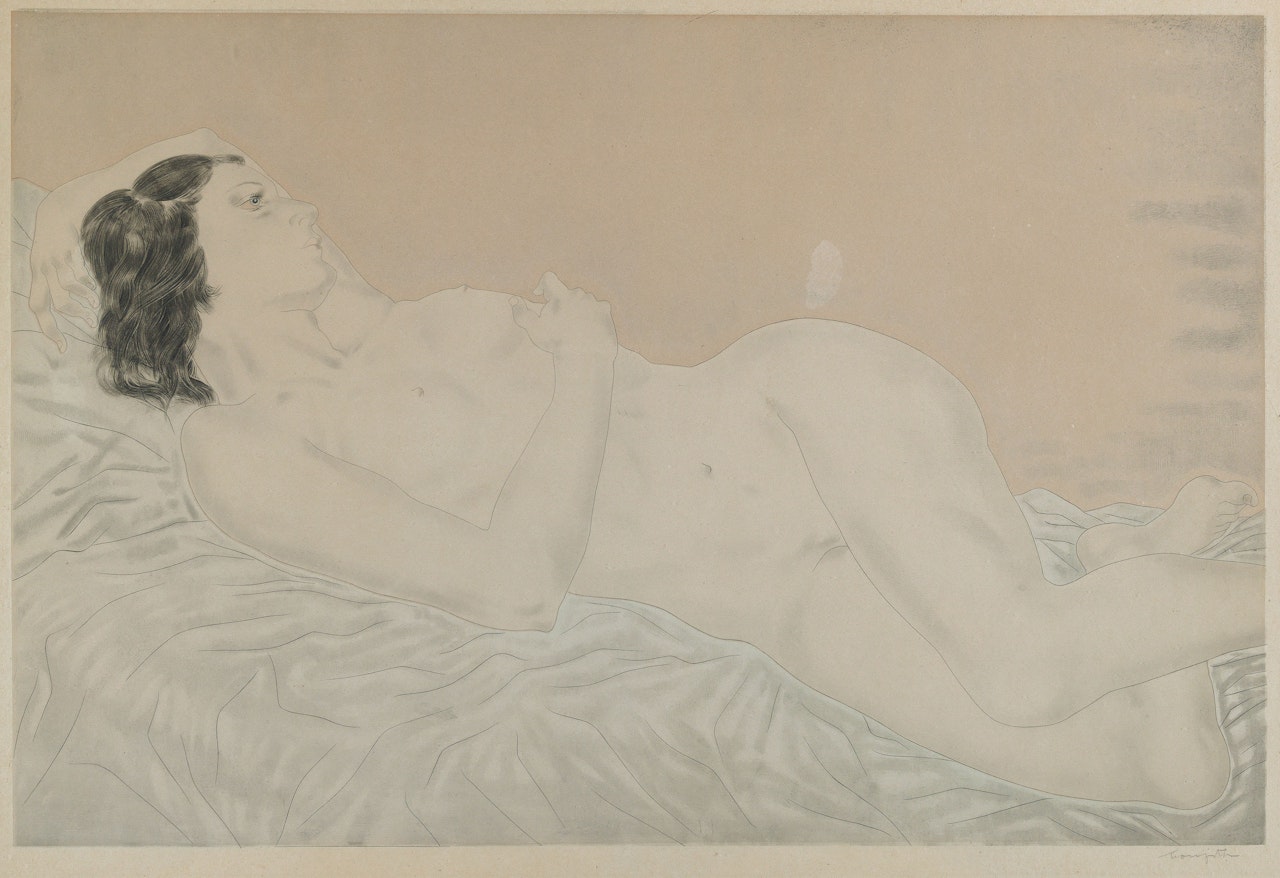 Femme Brune Allongée (Reclining Nude) by Leonard Tsuguharu Foujita