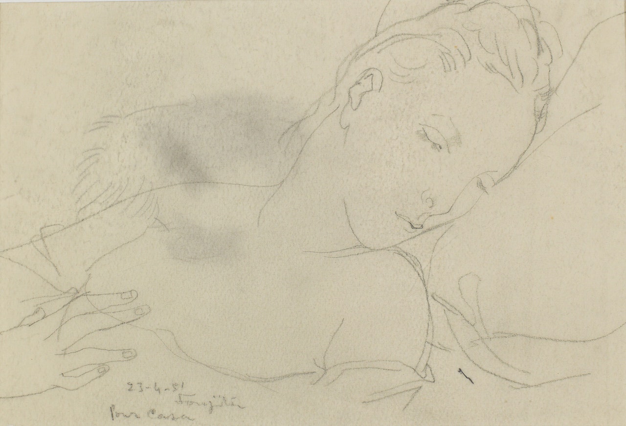 Buste de Jeune Femme Endormie (Sleeping Nude) by Leonard Tsuguharu Foujita