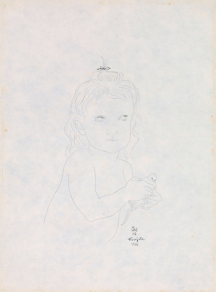 Fillette à l'oiseau (Girl with a Bird) by Leonard Tsuguharu Foujita