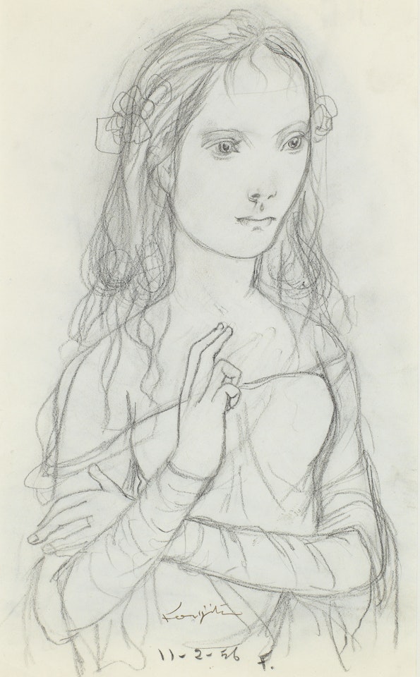 Jeune Fille à la Robe Bustier (Young Girl in Dress) by Leonard Tsuguharu Foujita