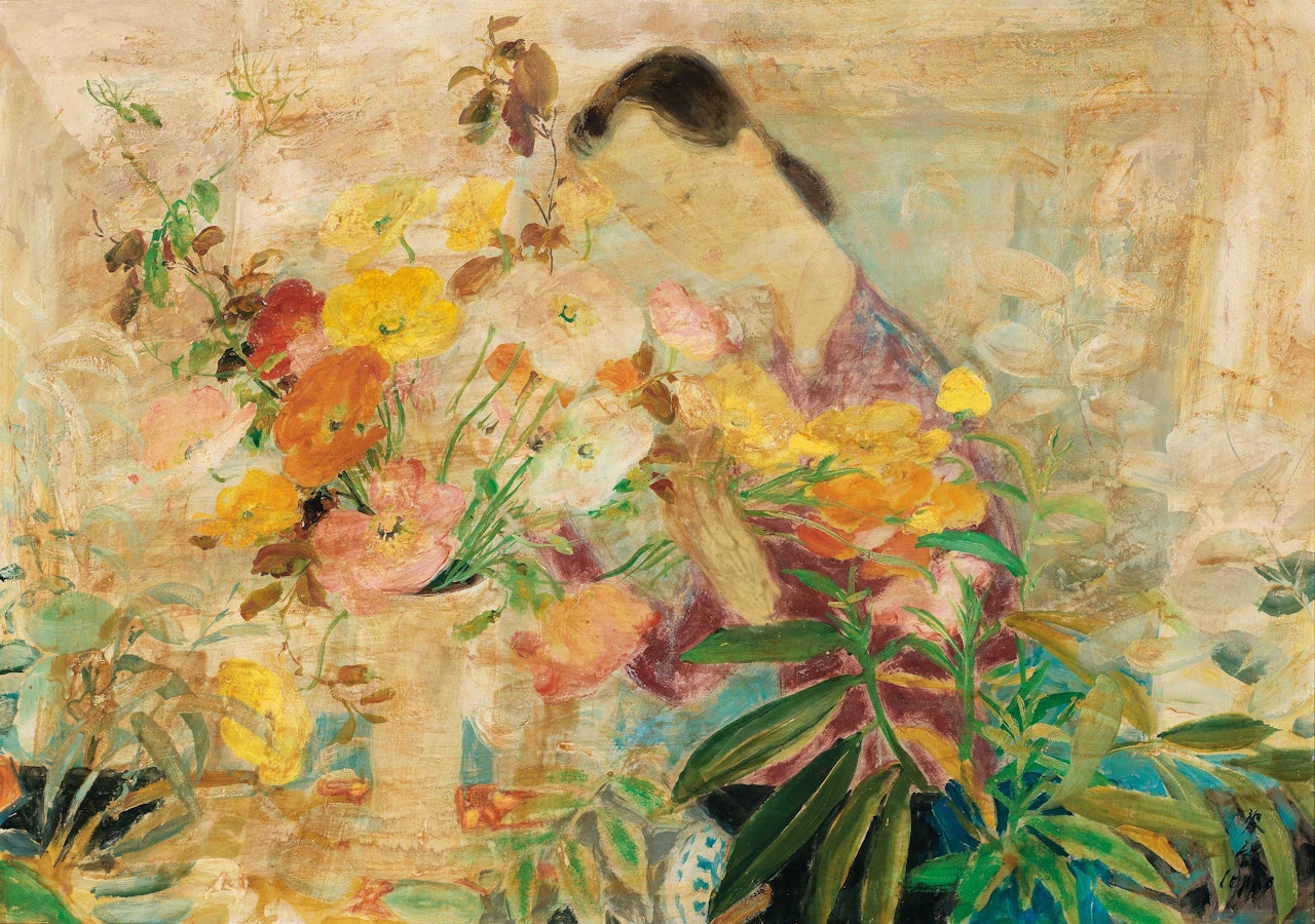 Jeune Fille au Bouquet (Young Girl with a Bouquet of Flowers) by Le Pho