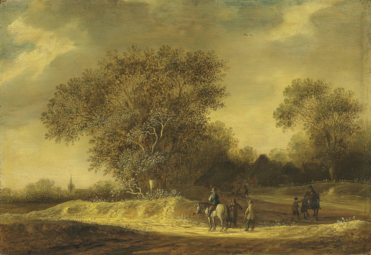 A wooded landscape with riders at rest by Netherlandish School