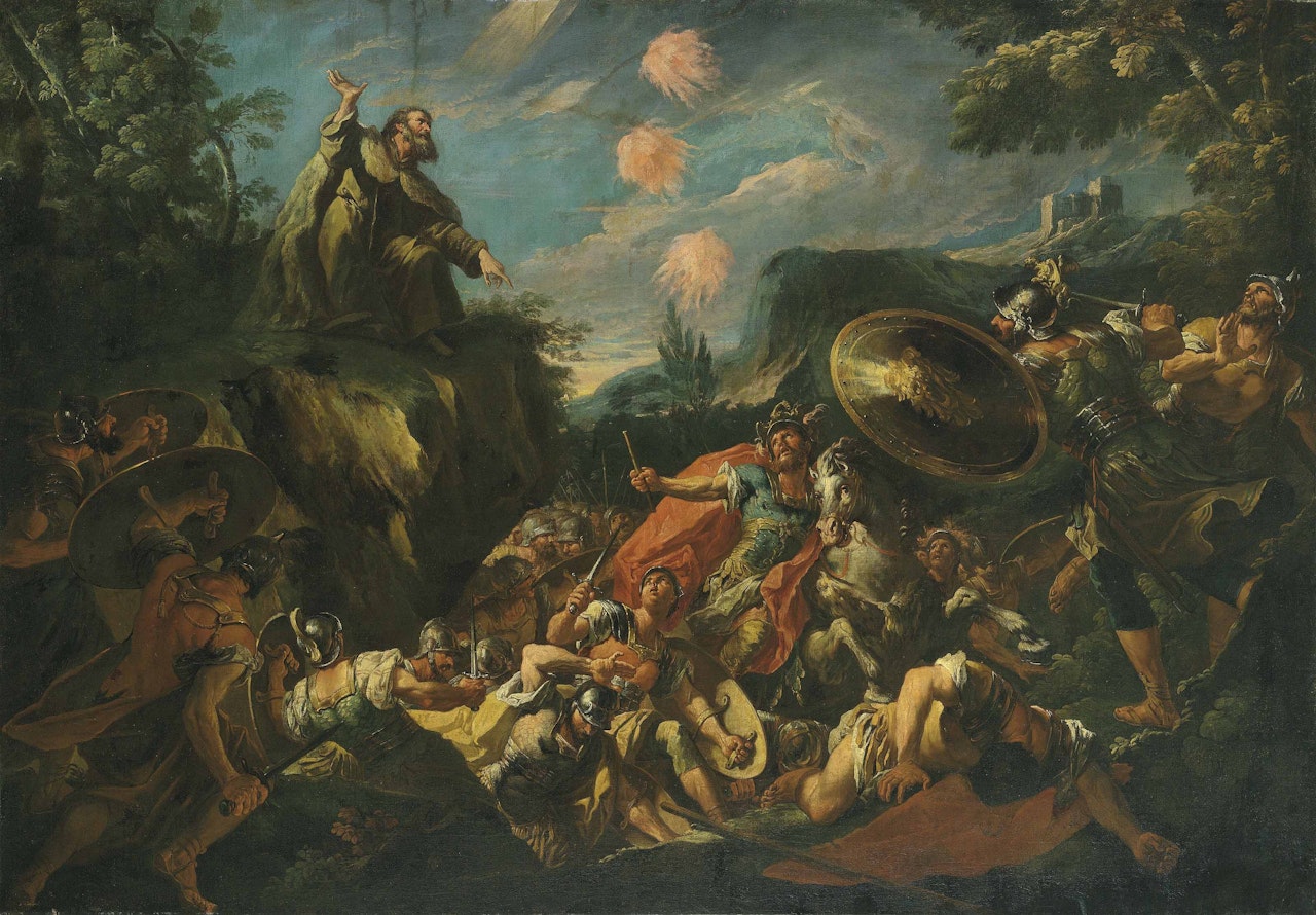 Elijah calling fire from Heaven to destroy the soldiers of Ahaziah by Gaspare Diziani