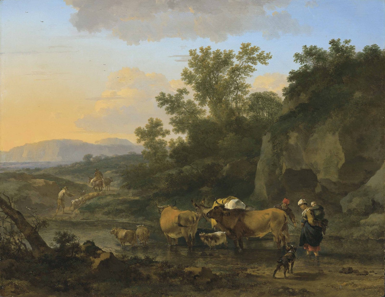 Crossing the ford by Nicolaes Pietersz Berchem