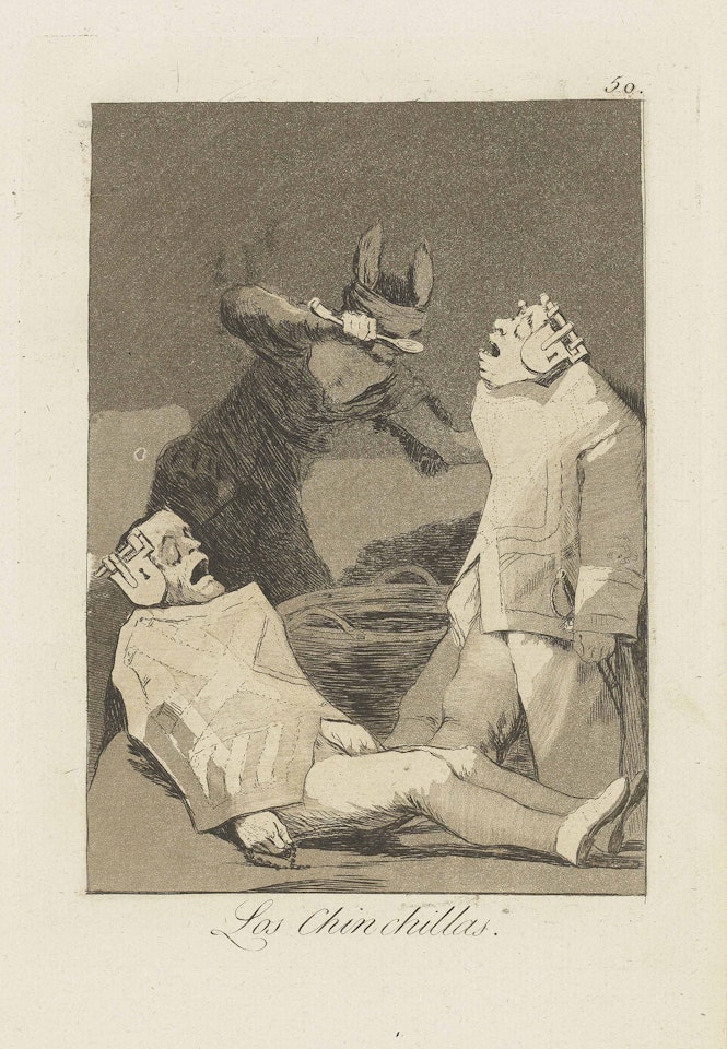 Los Chinchillas, plate 50 from: Los Caprichos by Francisco José de Goya