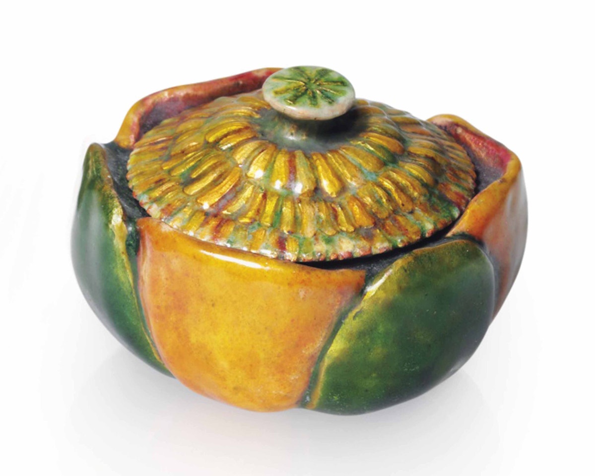 A FLOWER FORM COVERED BOX by Tiffany Studios