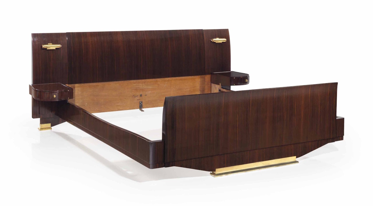 A BED FRAME AND HEADBOARD by Emile-Jacques Ruhlmann