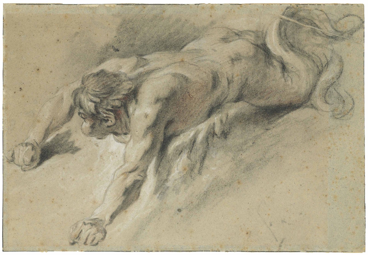 A triton blowing, his arms outstretched by Francois Boucher