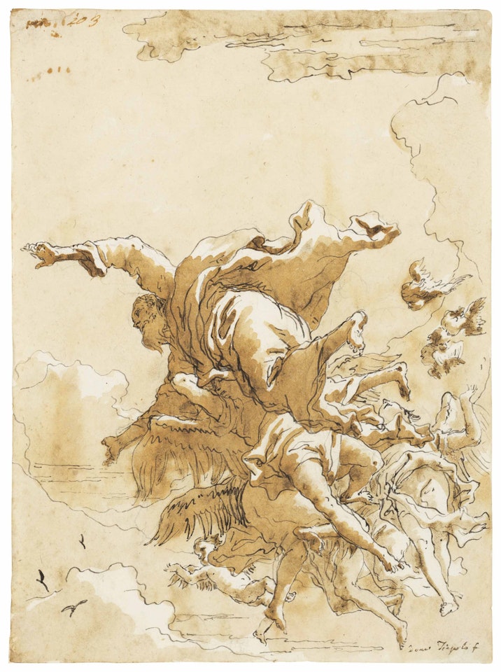 God the Father in the clouds supported by angels by Giovanni Domenico Tiepolo