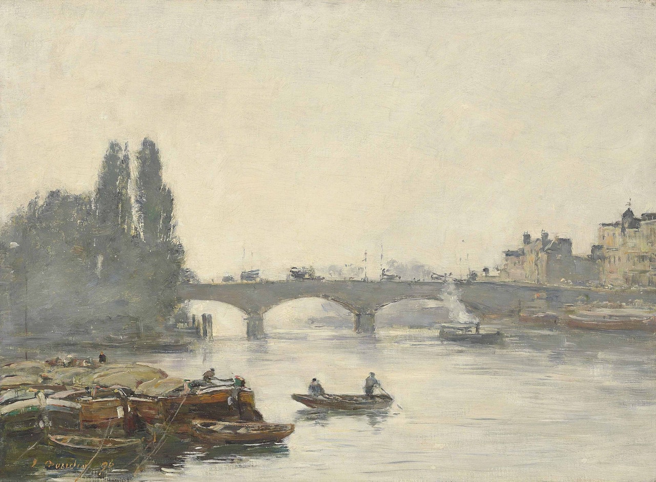 Le pont Corneille, Rouen, effet de brouillard by Eugène Boudin