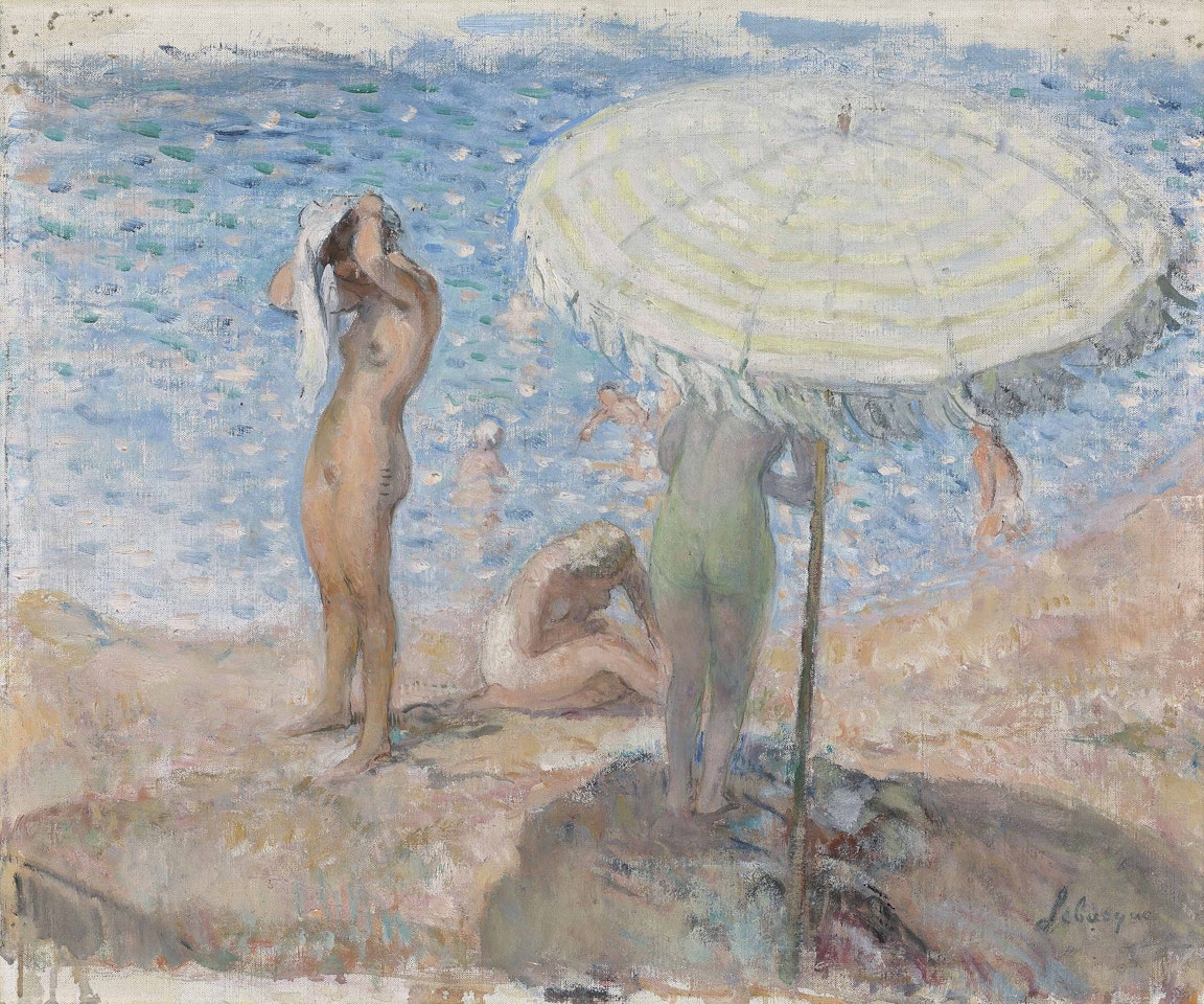 Trois baigneuses sur la plage by Henri Lebasque