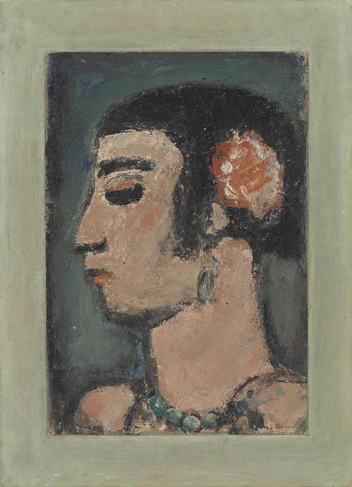 Femme à la fleur rose (profil) by Georges Rouault