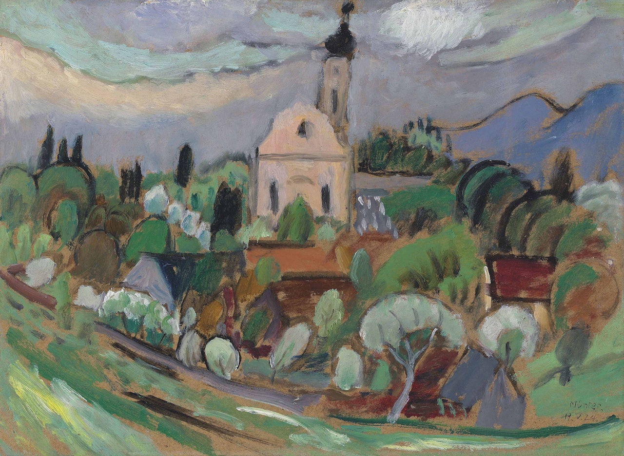 Frülingsstudie mit Kirche, Murnau by Gabriele Münter