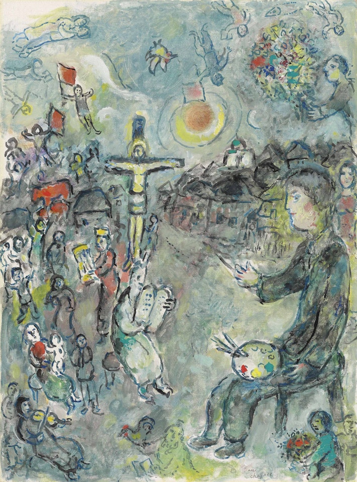 Le peintre et la crucifixion by Marc Chagall