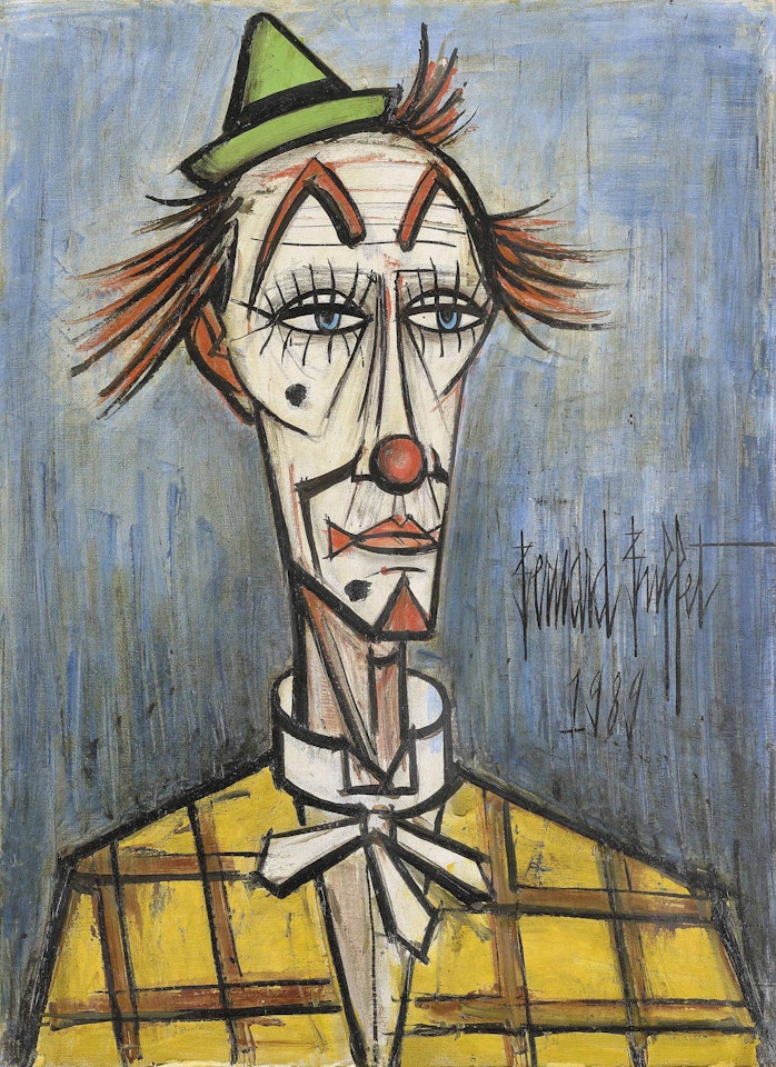 Clown blanc au chapeau vert by Bernard Buffet